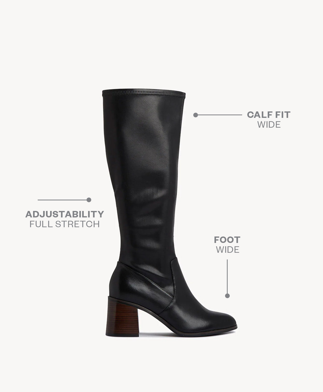 Fraser Wide Knee High Boot with Wide Calf - Boots Long | Womens Shoes - Merchant 1948