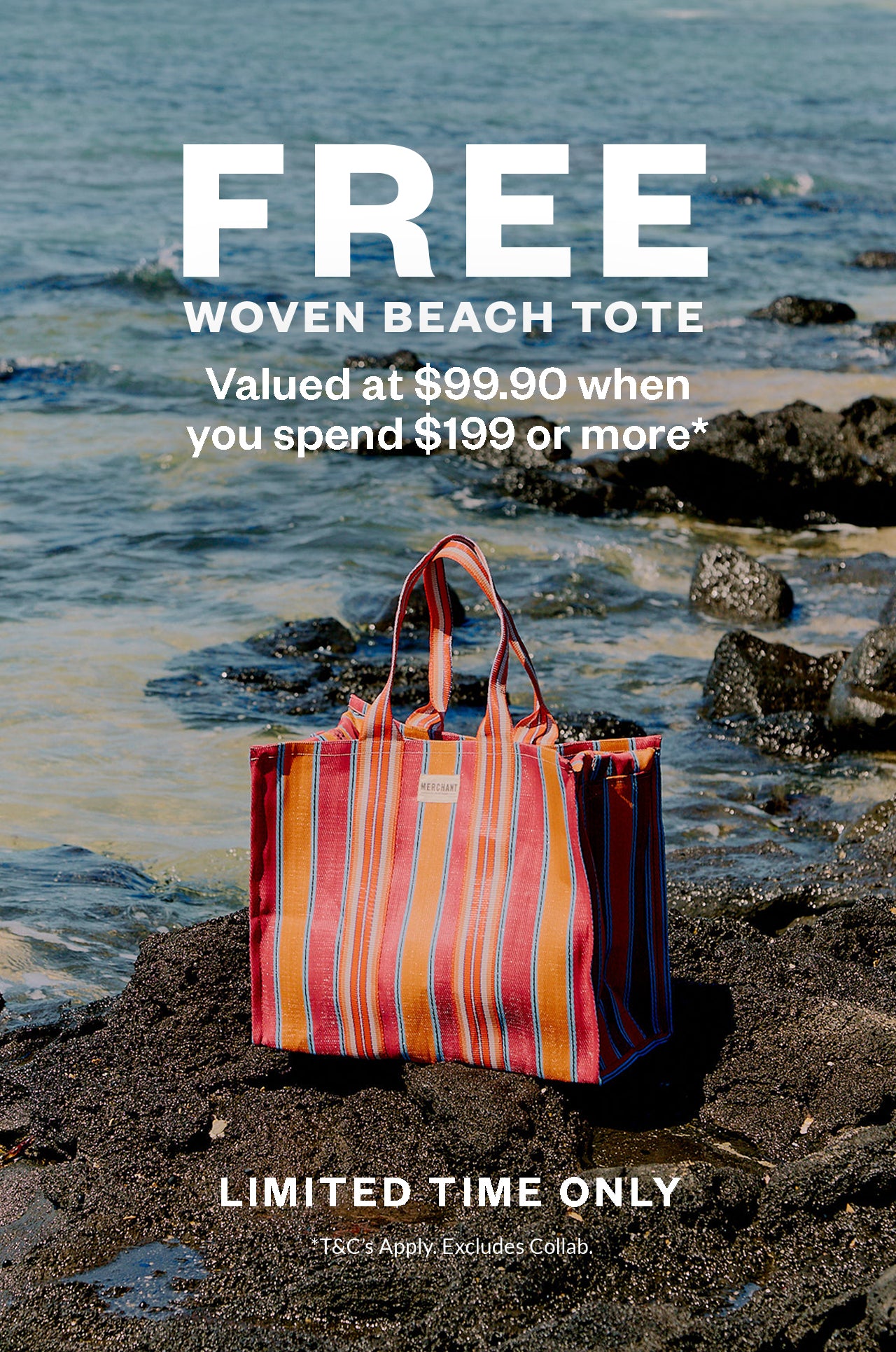 Receive a free beach bag when you spend $199 and over