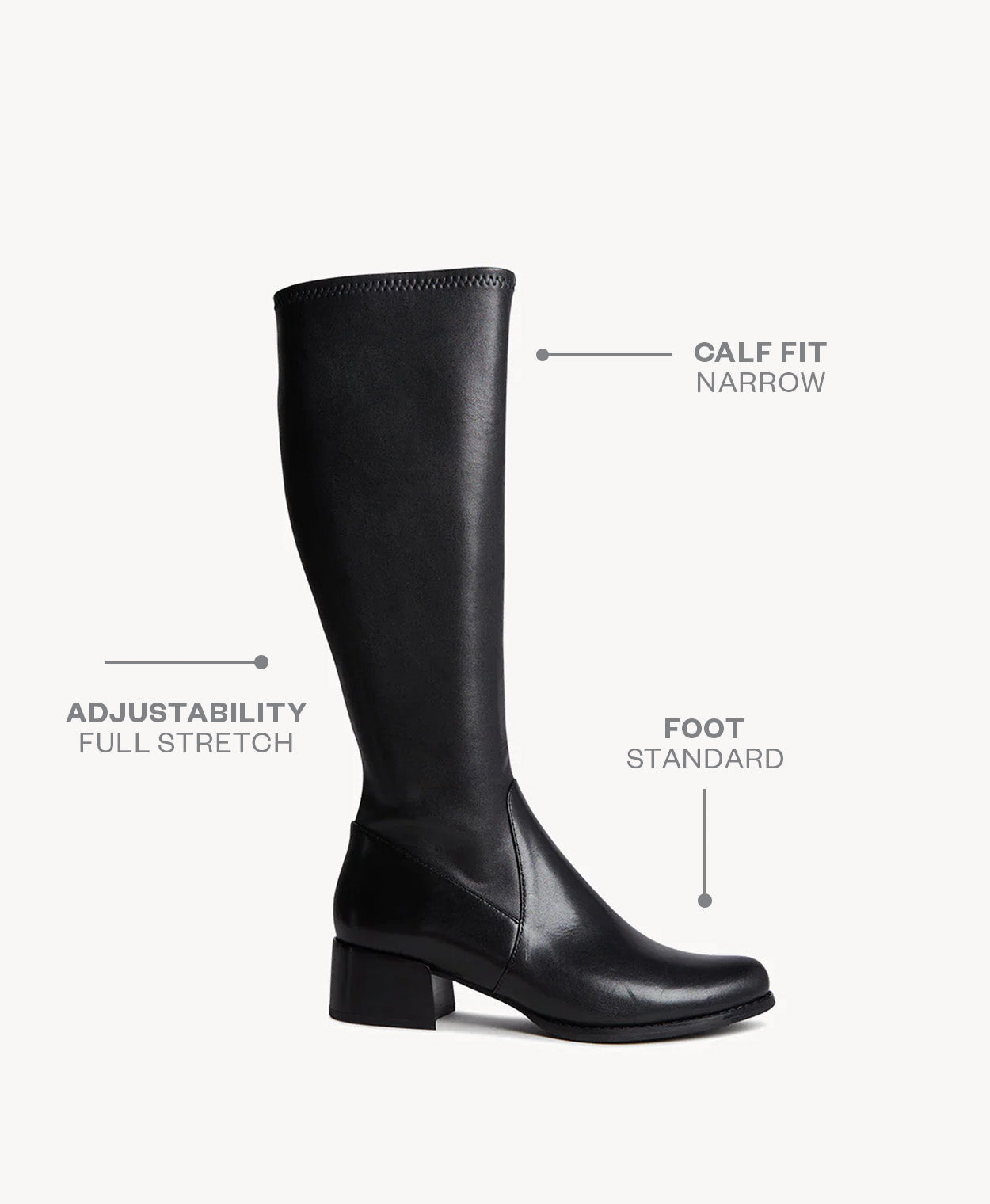 Sherrin Knee High Boot with Stretch Calf - Boots Long | Womens Shoes - Merchant 1948