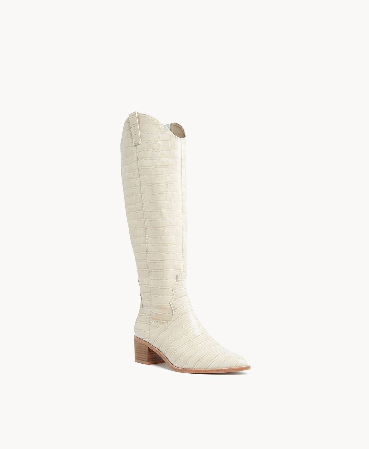 Cream croc boots discount