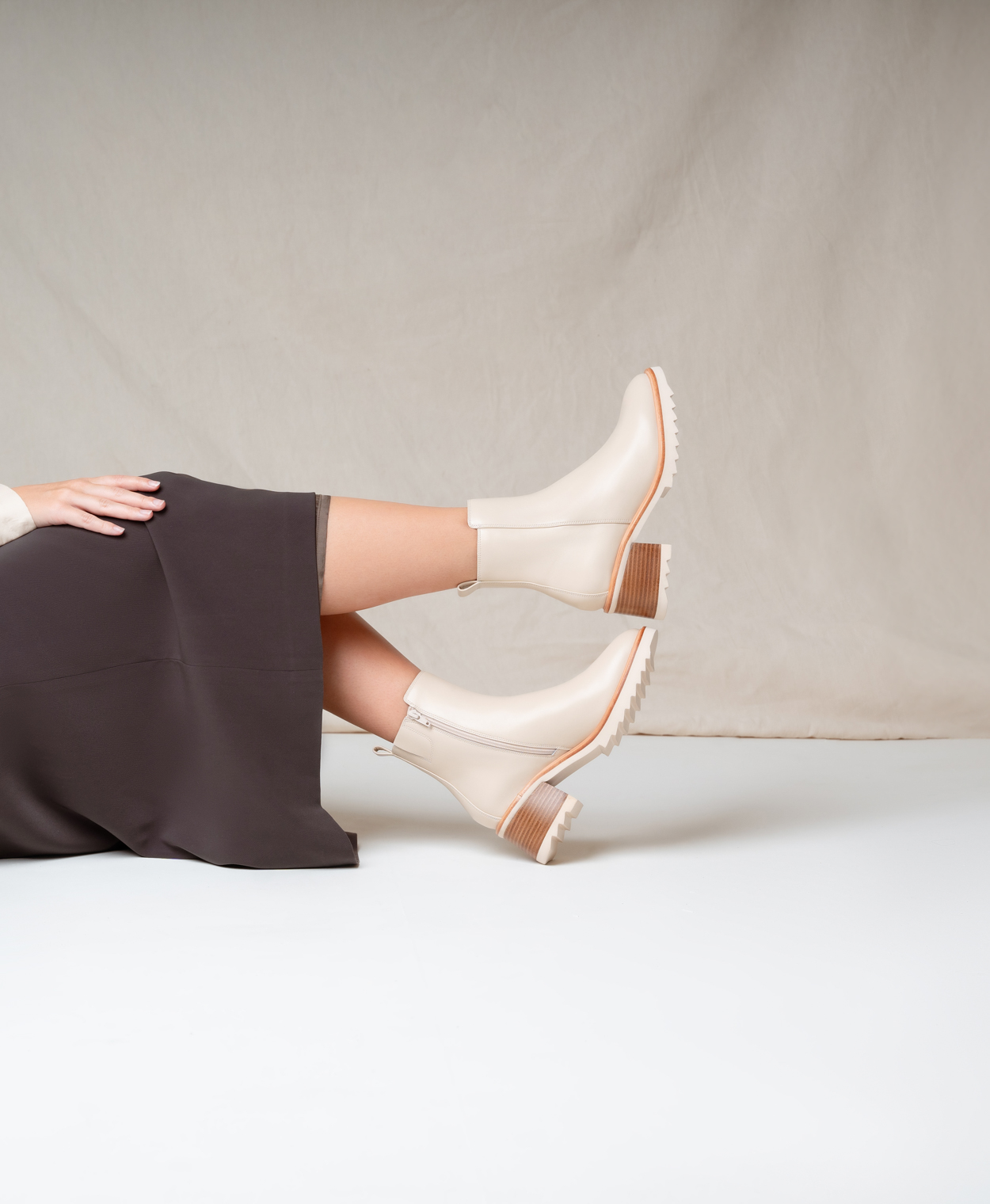 Cream leather ankle boots online