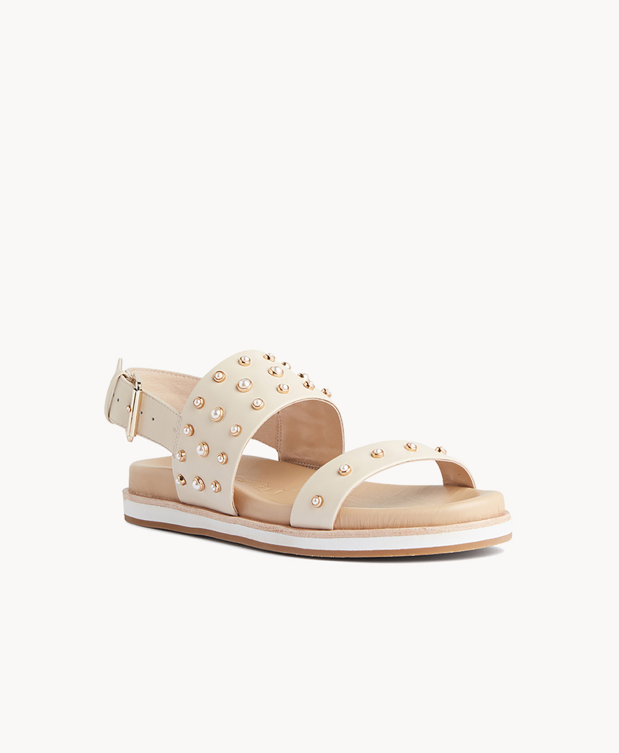 White online studded sandals